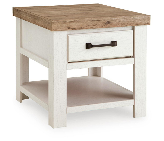 Savonport Rectangular End Table White / Brown, 24.37"