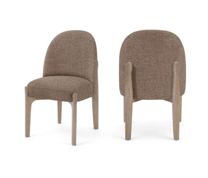 Torino - Fabric Upholstered Dining Chair (Set of 2) - Brown / Natural - Dark Brown