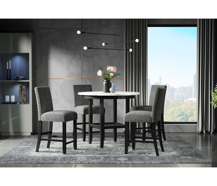 D40011 - 7 Piece Dining Room Set (Bar Table And 6 Bar Stools) - Light Grey - Gray