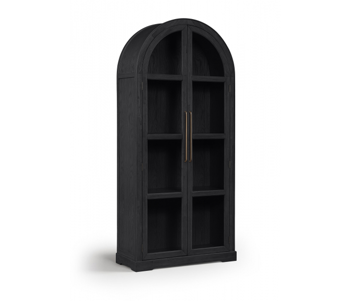 Corva - Solid Wood, Oak Veneer And Stainless Steel Storage Cabinet - Black