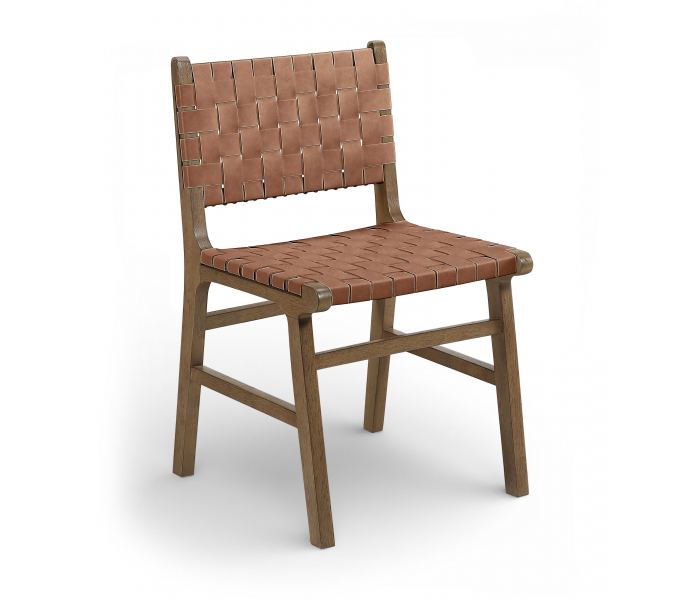 Entwine - Vegan Leather Upholstered Dining Chair - Brown / Painted Brown - Light Brown