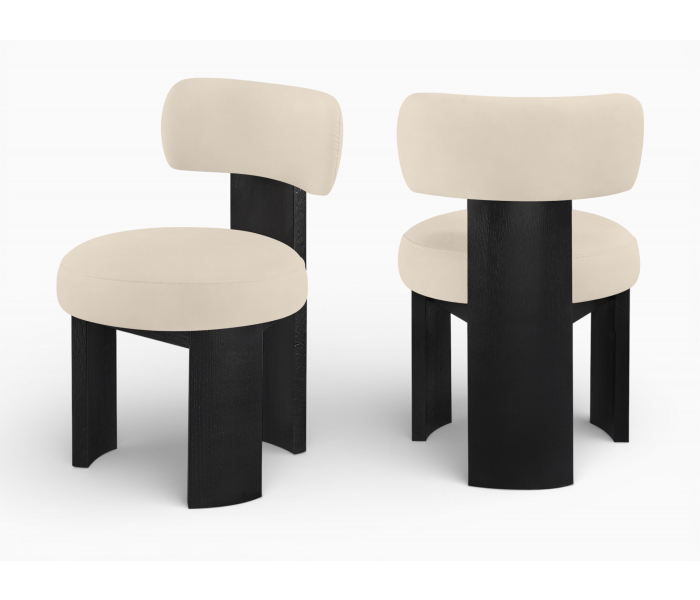 88087beige-c - Cozyliving Furniture  - Atelier - Vegan Leather Upholstered Dining Chair (Set of 2) - Beige / Painted Black