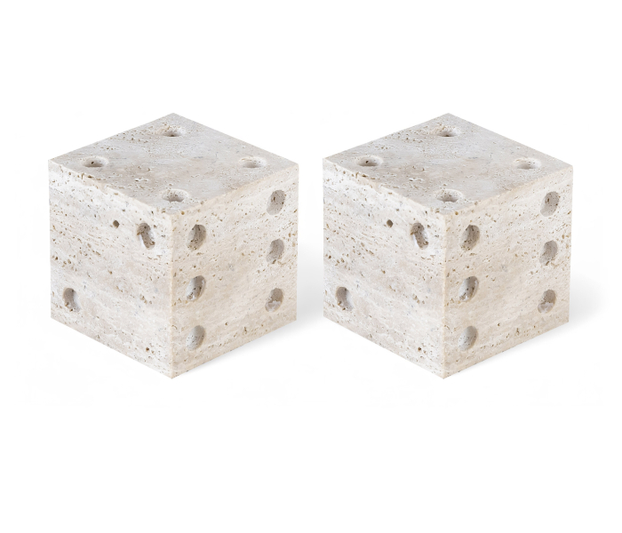 Dice - Travertine Decorative - Natural - Beige, 4"