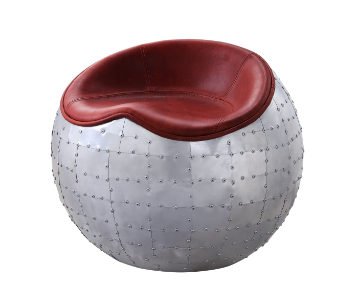 Brancaster - Ottoman - Antique Red Top Grain Leather & Aluminum