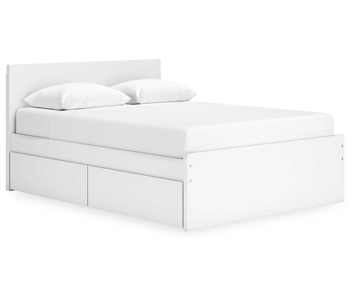 Onita Panel Platform Bed With 2 Side Storage White