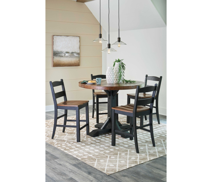 Valebeck - Multi - 6 Pc. - Counter Height Dining Table, 4 Barstools