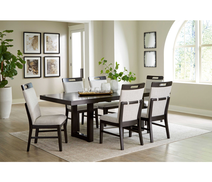 Neymorton - Dark Grayish Brown - 7 Pc. - Rectangular Extension Table, 6 Side Chairs