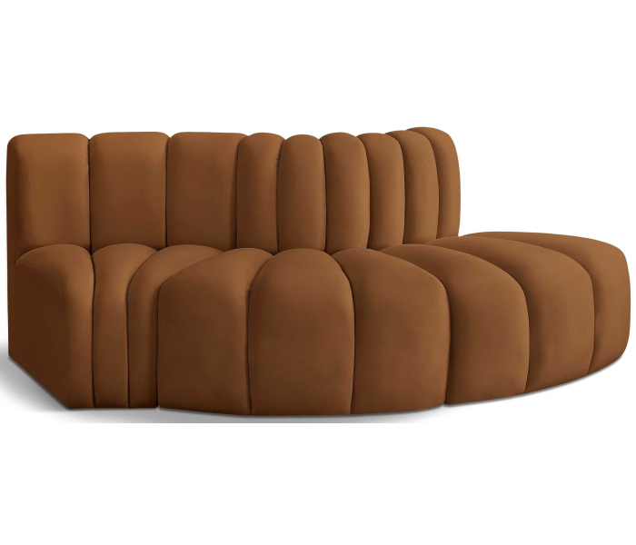 Arc - Velvet 3 Piece Modular Sofa - Saddle, 77"