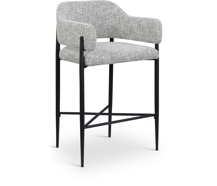 Dame - Fabric Upholstered Counter Stool (Set of 2) - Gray