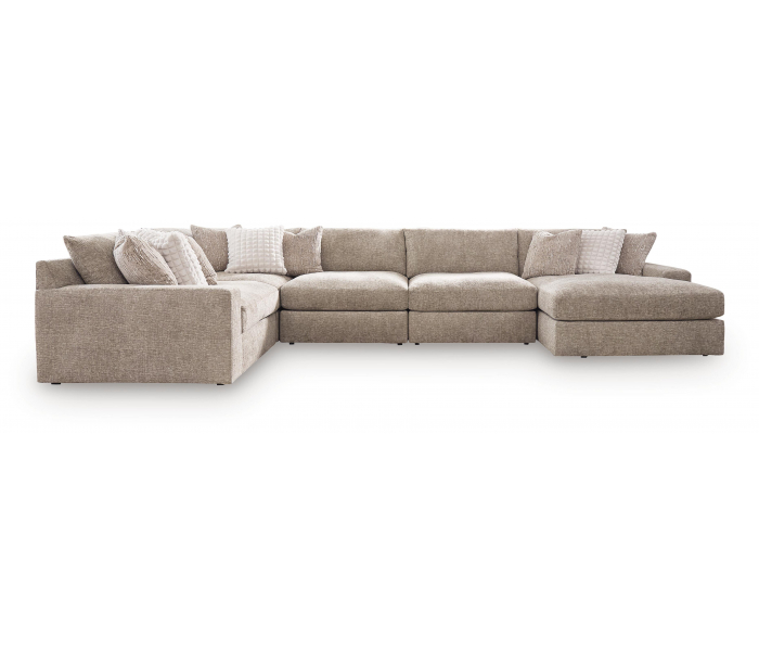 Nexora-Court 5-Piece Sectional With RAF Corner Chaise Burlap, 152"