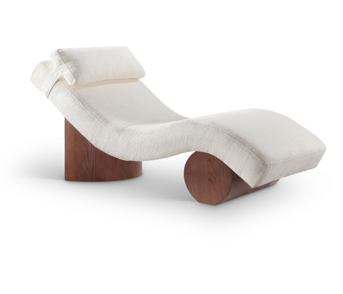 Marcella - Fabric Upholstered Chaise Lounge - Cream - White