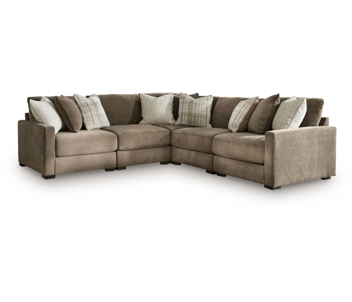 Camellia-Court 5-Piece Sectional Coffee, 113"