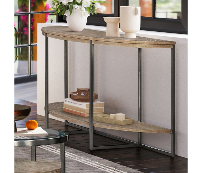 Paran Place - Demilune Sofa Table - Natural - Light Brown, 48"