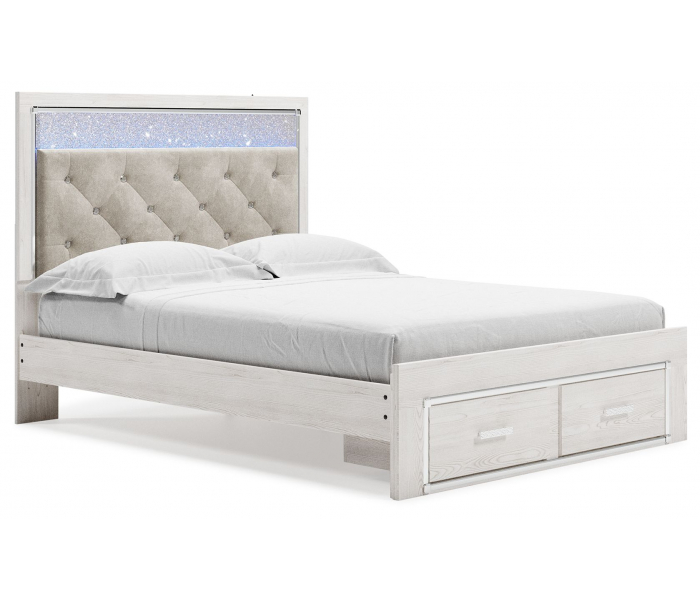 Altyra Queen Panel Bed With Footboard Storage White