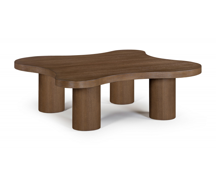 Cove - 48" Oak Veneer And Solid Wood Coffee Table - Brown Walnut - Dark Brown, 48"