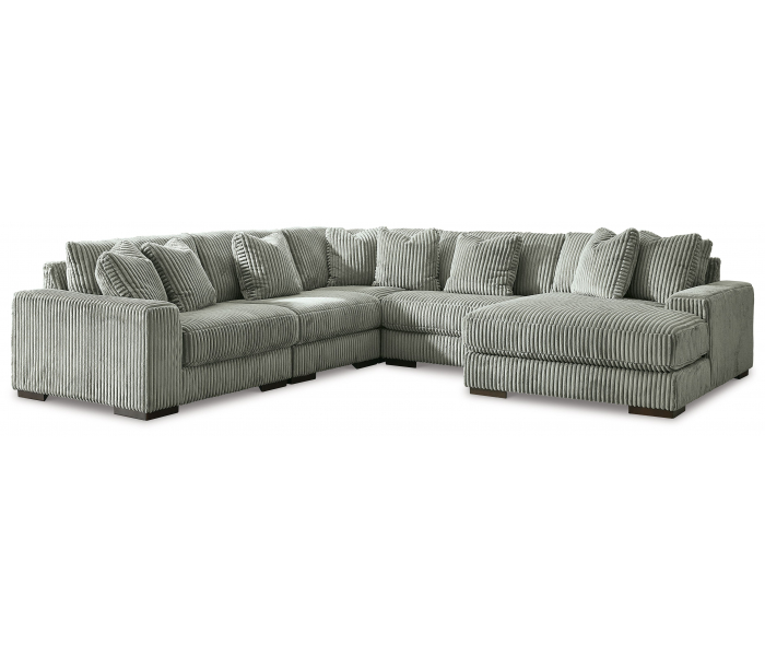 Lindyn Right Arm Facing Corner Chaise 5 Pc Sectional Fog, 131"