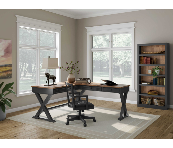 H664/34/34R/01A/70 - Cozyliving Furniture  - Wildenauer 4 Pc. Home Office Desk And Return, Swivel Desk Chair, Bookcase