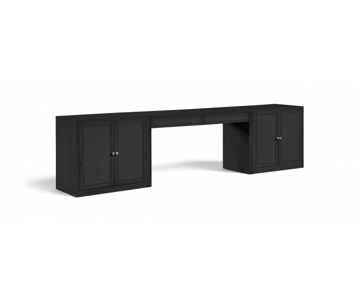 Avro - Cane, Solid Wood And Oak Veneer 3 Piece Desk