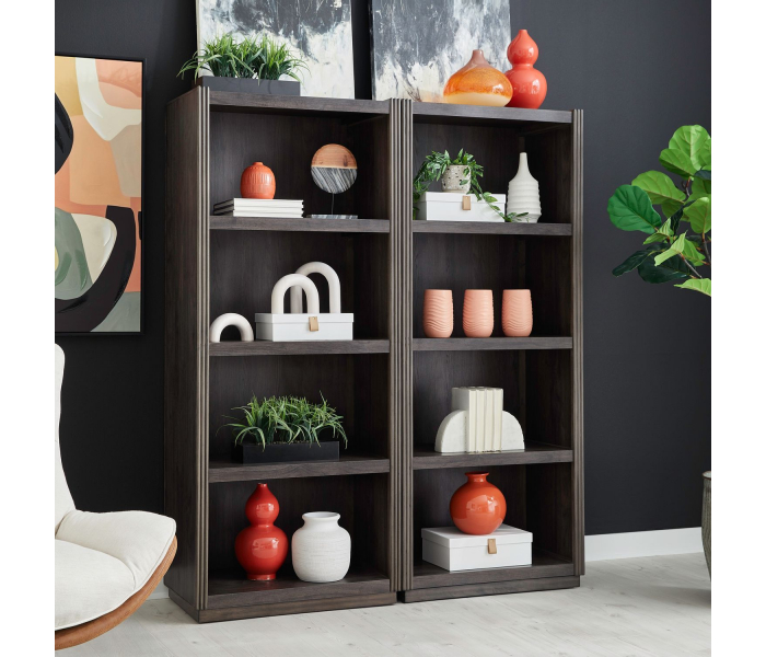 Modern Edge - 2 Piece Bunching Bookcase - Caffe - Dark Brown