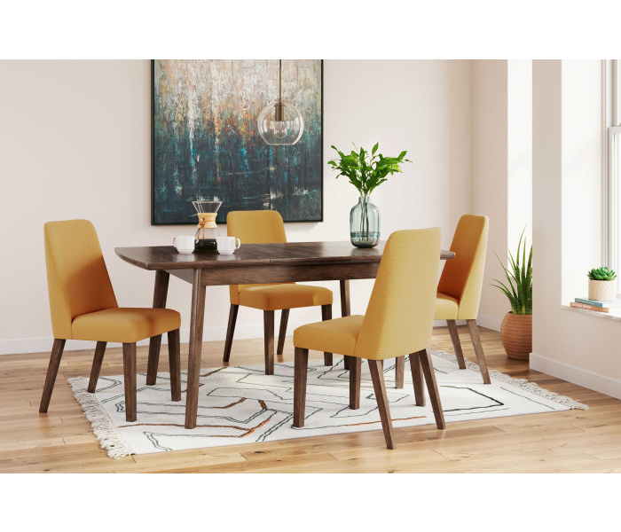Lyncott - Brown / Yellow - 5 Pc. - Butterfly Extension Table, 4 Side Chairs
