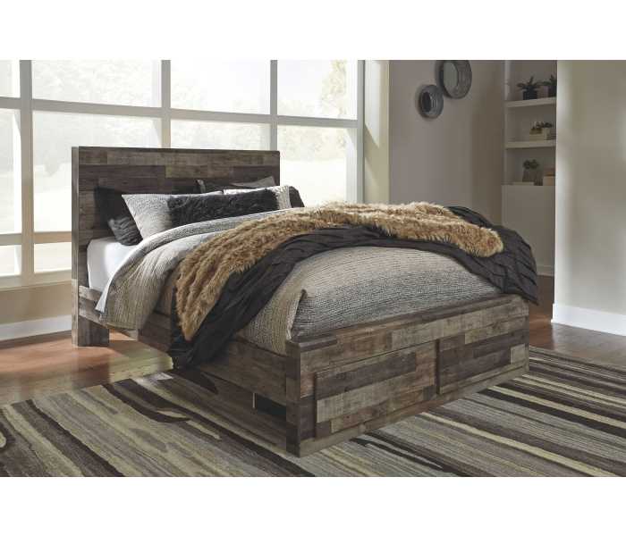 Derekson - Multi Gray - Queen Panel Bed with 2 Storage Drawers