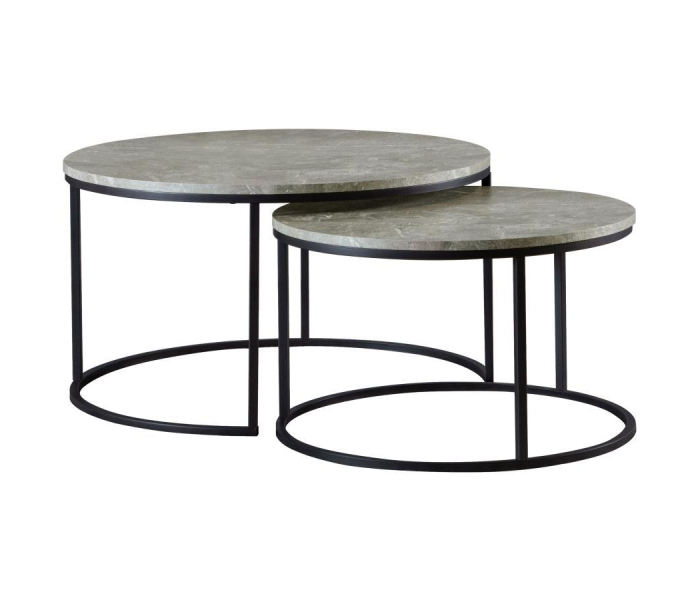 Lainey - 2 Piece Round Faux Marble Nesting Coffee Table, 35"