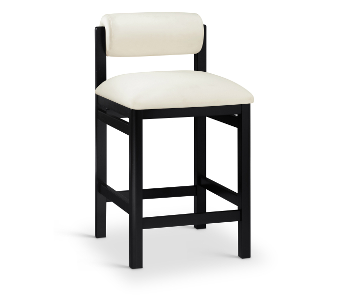 Roundhill - Vegan Leather Upholstered Counter Stool - Cream - White