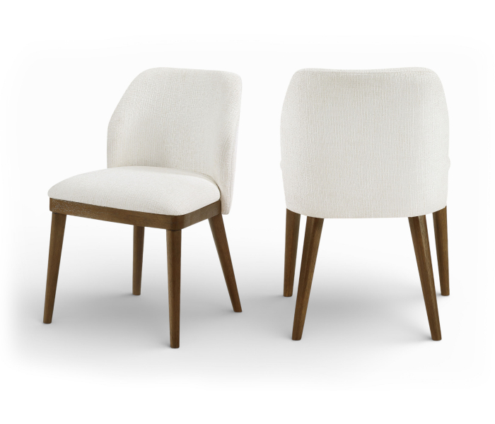 Valeo - Linen Textured Fabric Upholstered Dining Chair (Set of 2) - Cream / Painted Brown