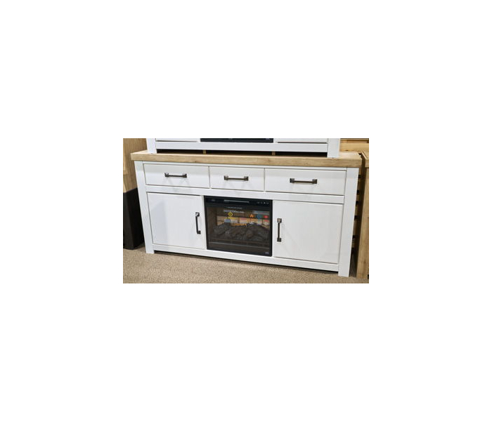Savonport XL TV Stand With Fireplace Option White / Brown