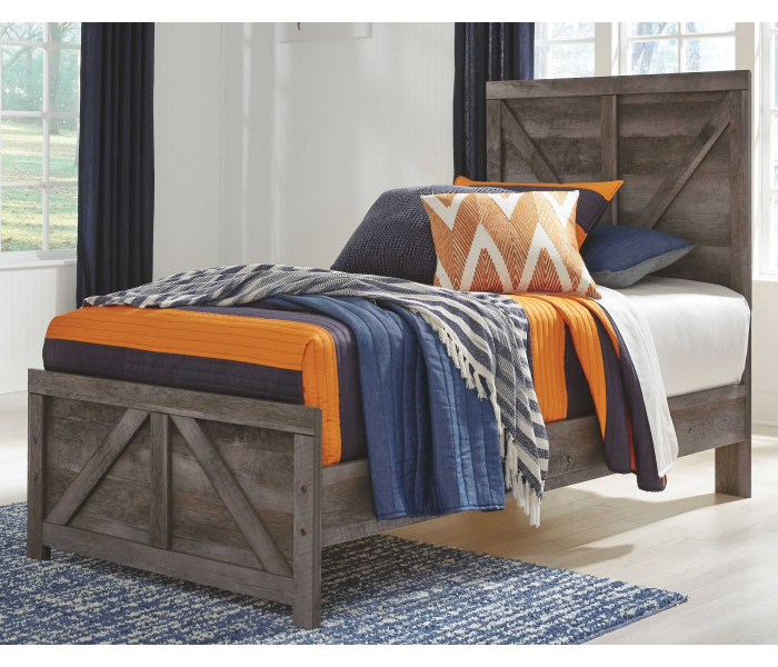 Wynnlow - Gray - Twin Crossbuck Panel Bed
