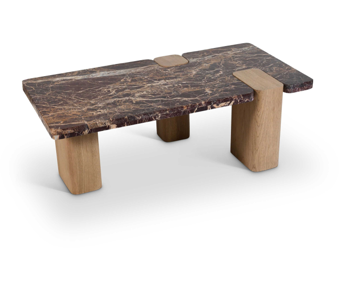 Ravenna - Marble/Stone Coffee Table - Burgundy, 48"