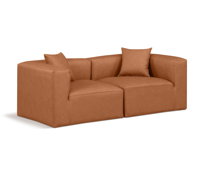 Cube - Modular 2 Seat Sofa - Cognac, 72"