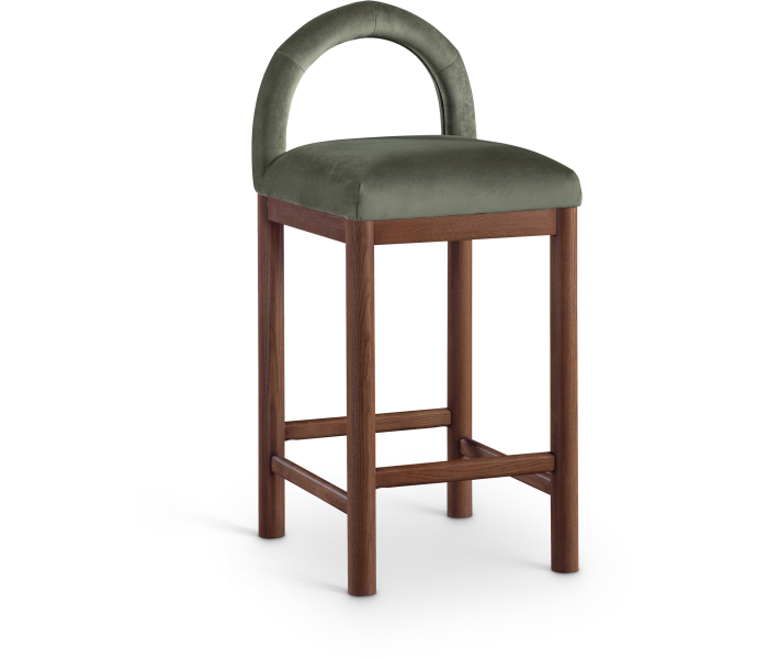 Conrad - Velvet Counter Stool With Brown Legs