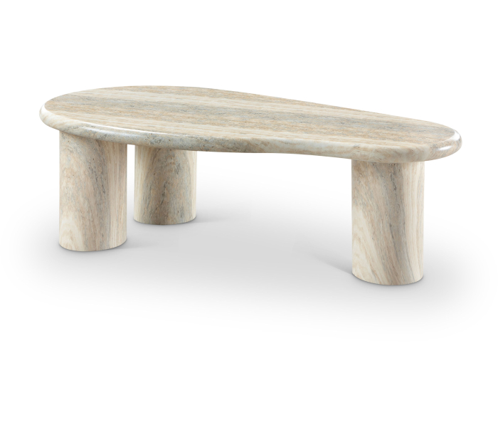 Sassari - Concrete Coffee Table - Travertine, 47.5"