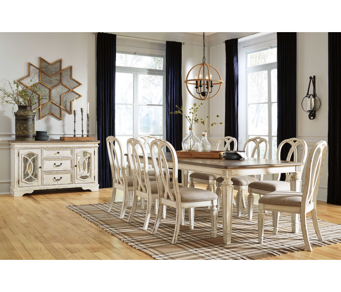Realyn - White - 9 Pc. - Extension Table, 8 Ribbon Back Side Chairs