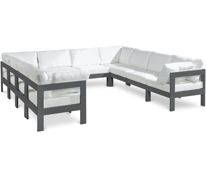 Nizuc - Outdoor Patio 10 Piece Modular Sectional With Gray Frame, 120"