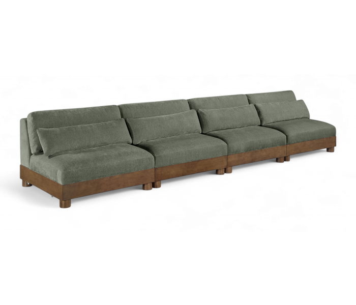 Turin - 4 Piece 160 " Fabric Upholstered Modular Sofa - Green, 160"