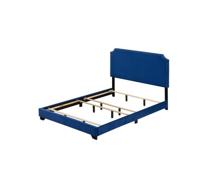 Haemon - Queen Bed - Blue Velvet - Blue