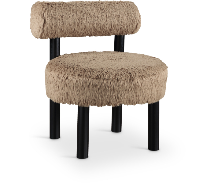 Ambre - Vegan Shearling Fabric Upholstered Accent Chair - Tan - Gray