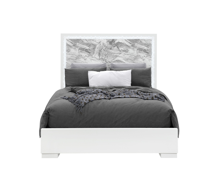 Naomi - Full Bed Headboard With LED - Silver - Pearl Silver