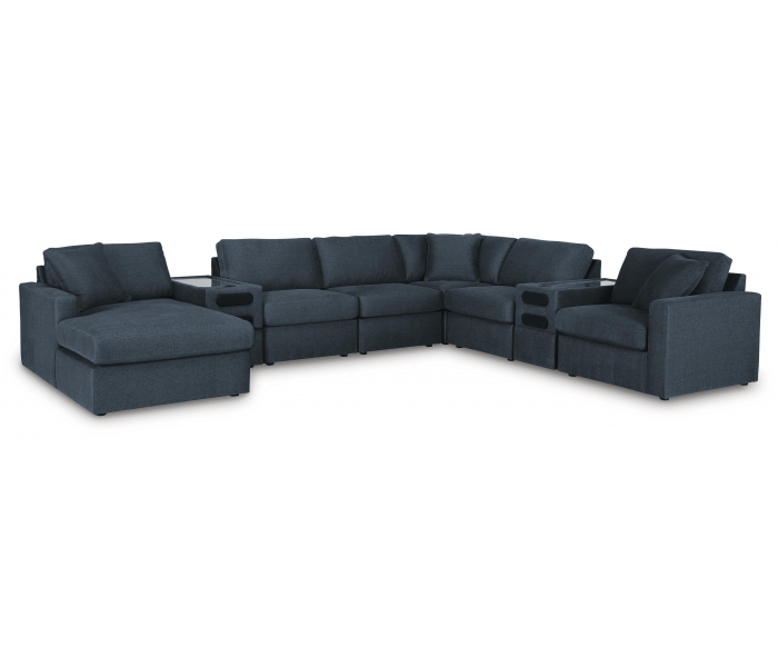 Modmax 8-Piece Sectional With LAF Corner Storage Chaise And 2 Audio Consoles Ink, 157"