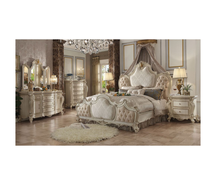 Picardy - California King Bed - Fabric & Antique Pearl