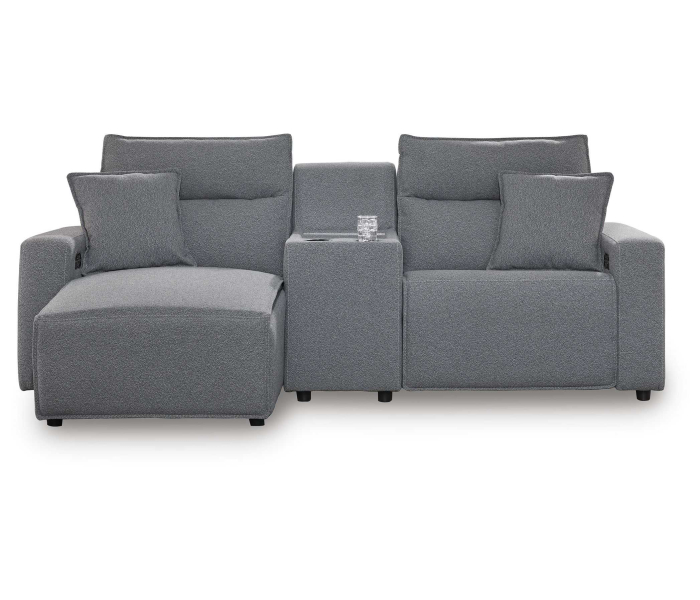 CozyMax II 3-Piece Power Reclining Sectional With LAF Chaise And Storage Console Salt And Pepper, 100"