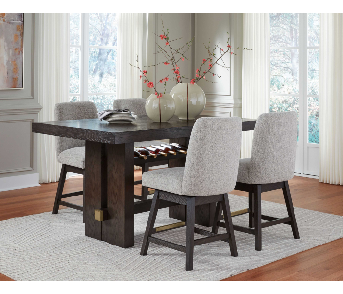 Burkhaus - Dark Brown - 5 Pc. - Rectangular Counter Table, 4 Barstools
