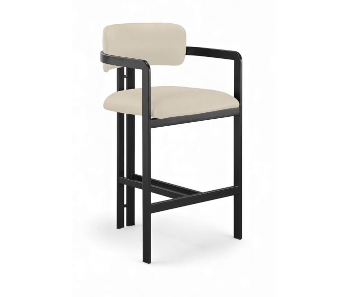 Aurum - Vegan Leather Upholstered Counter Stool - Beige / Graphite - Beige