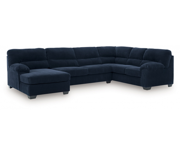 SimpleJoy 3-Piece Sectional With LAF Corner Chaise Navy