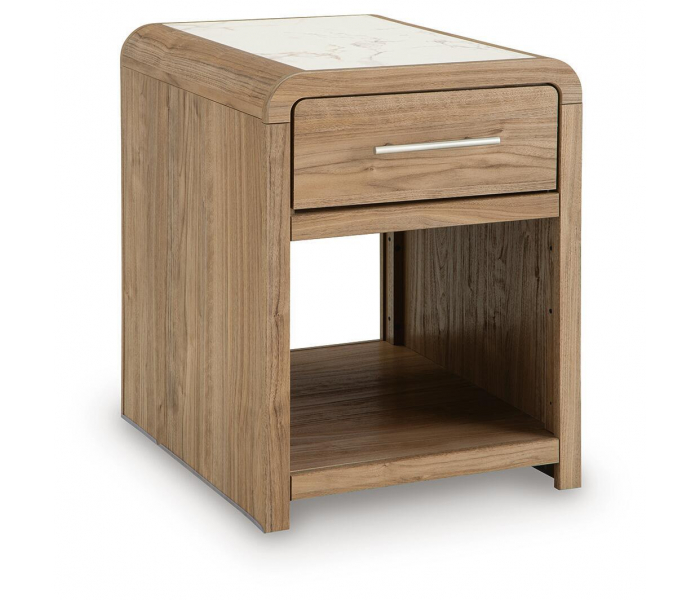 Dovander Rectangular End Table White / Natural, 20.12"