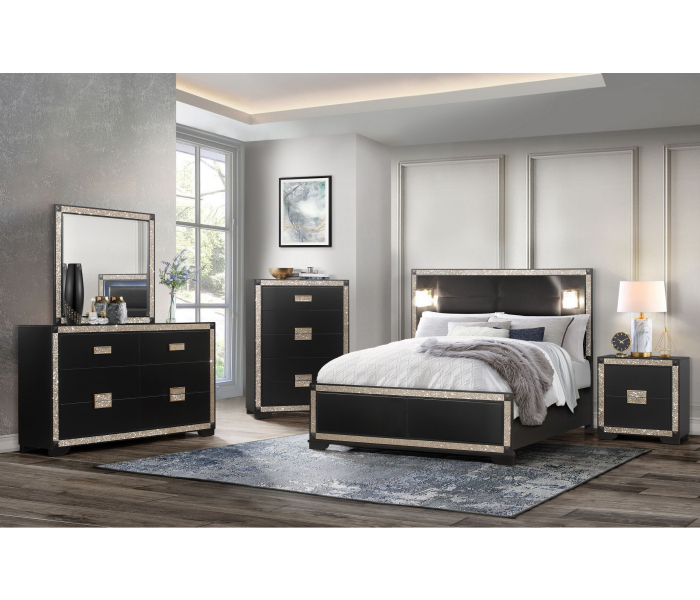 Blake - 5 Piece Full Bedroom Set With Lamps - Black /