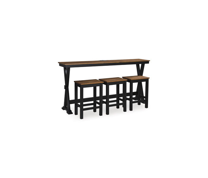 Wildenauer Rectangular Dining Room Counter Table Set (Set of 4) Brown / Black