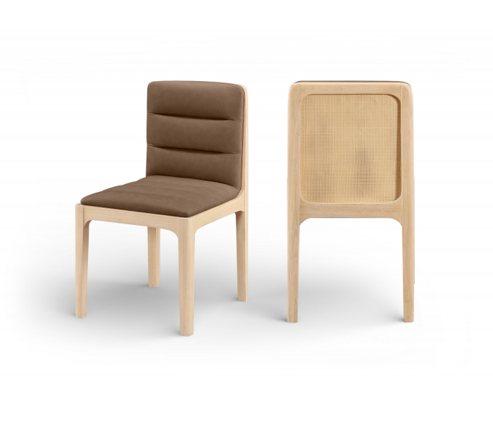 Ellis - Vegan Leather Upholstered Dining Chair (Set of 2) - Brown / Natural - Dark Brown